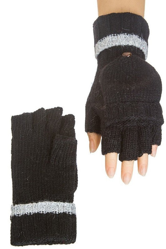 Black Wool Mittens