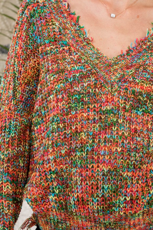 Rainbow Distressed Sweater