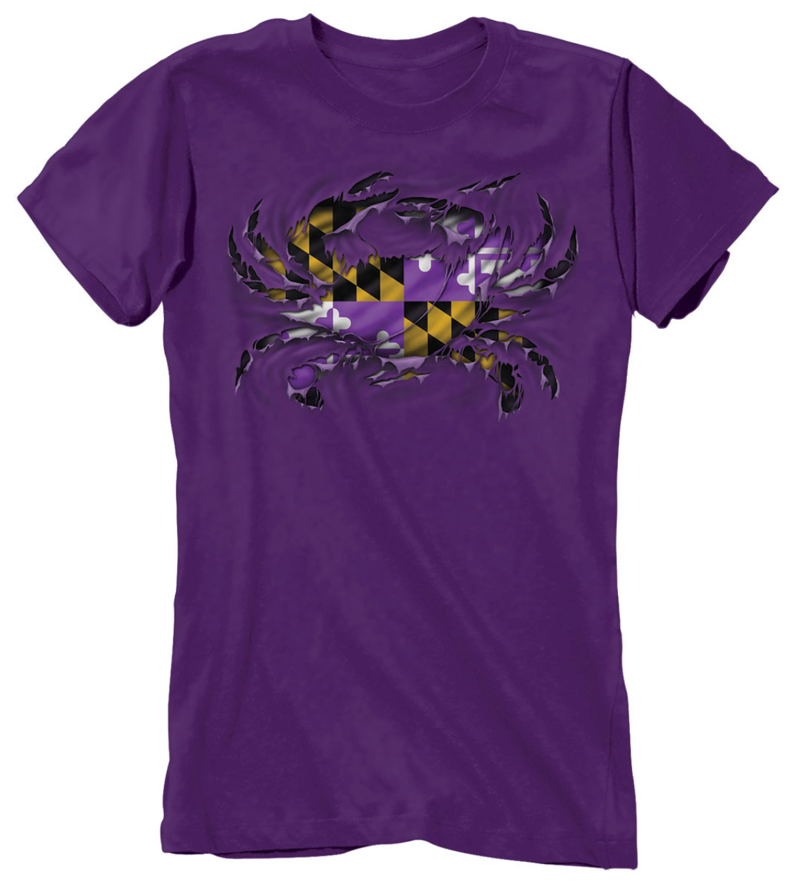 MD Purple Ripped Crab Ladies T-Shirt