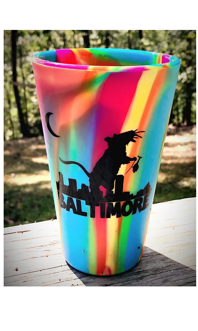 Ratzilla silicone pint glass (Tie Die) by Rat Czar