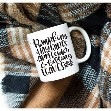 Pumpkins & Hay Rides Autumn Fall Mug 15oz