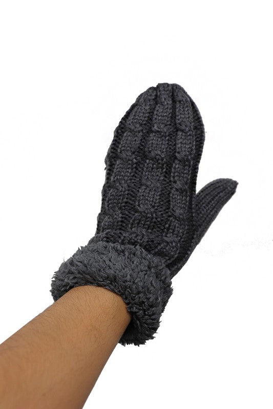 Fleece Lined Knit Mittens
