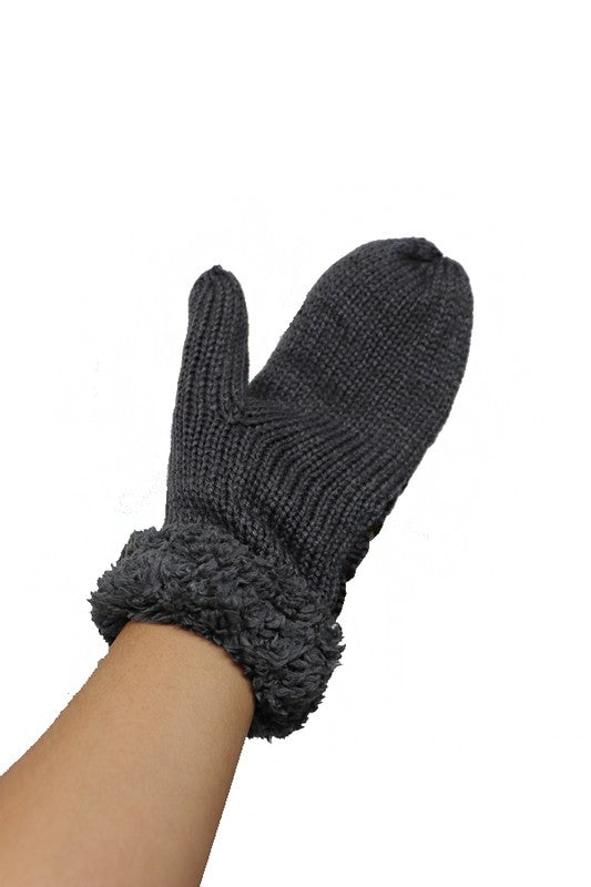 Fleece Lined Knit Mittens