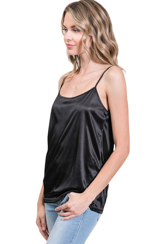 Black Sherrie Satin Tank Top