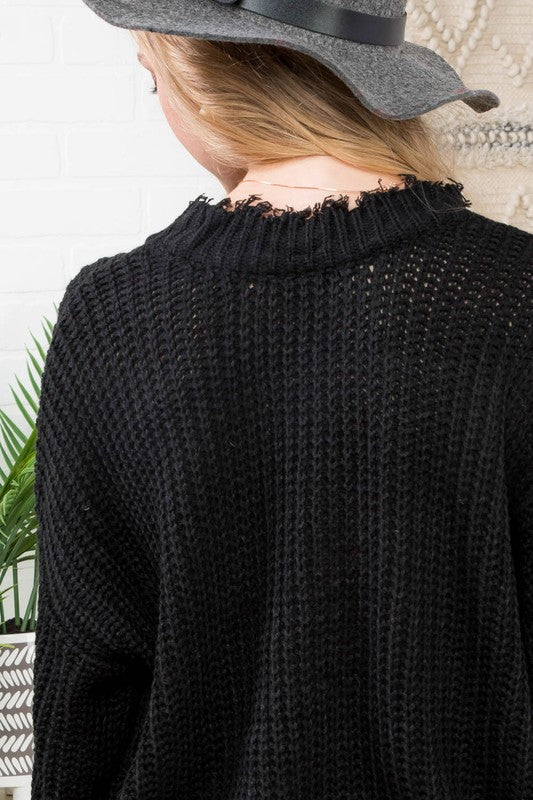 Black Distressed Sweater