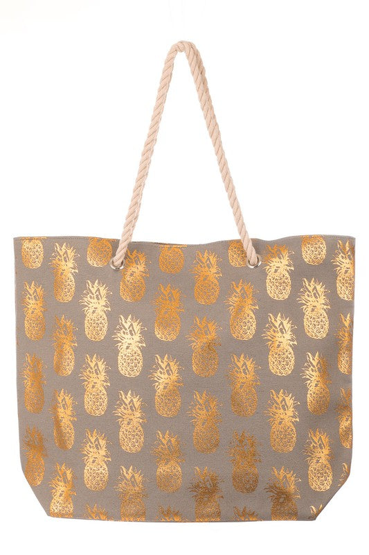 Gold Grey Pineapple Tote