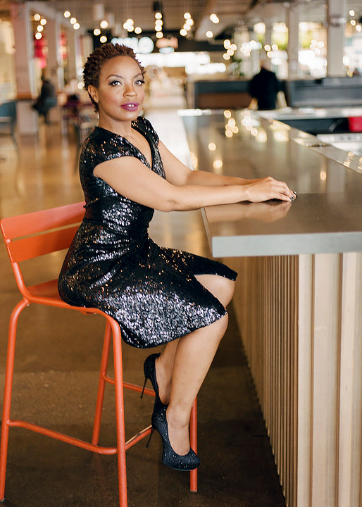 Midnight Sequin Wrap Dress