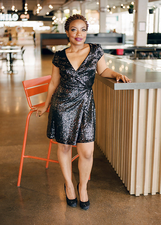 Midnight Sequin Wrap Dress