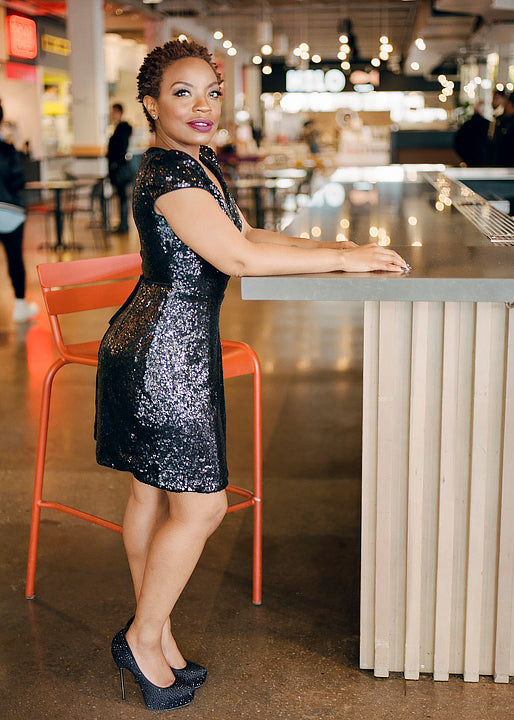 Midnight Sequin Wrap Dress