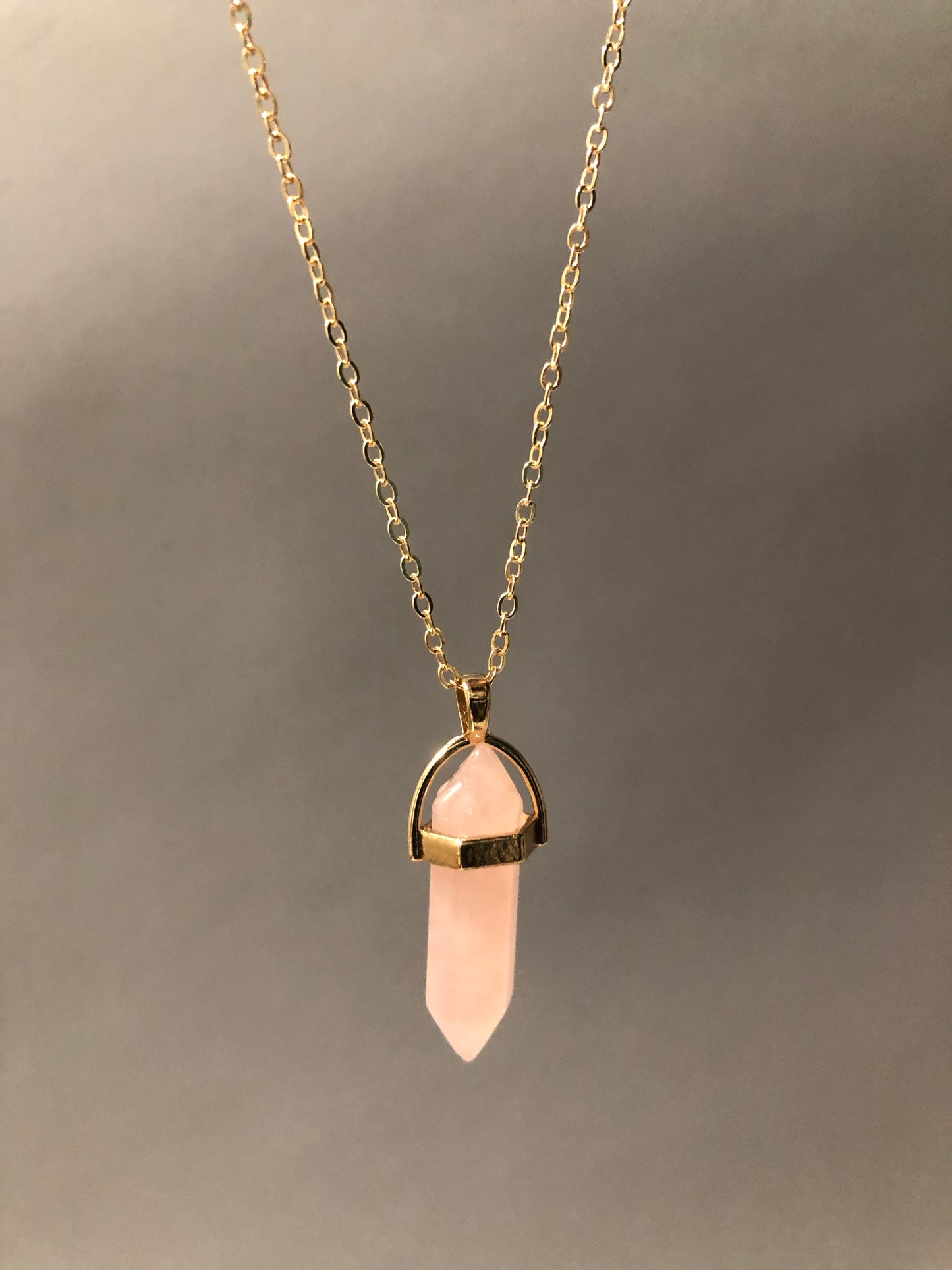 Rose Quartz Dainty 14k Gold Necklace