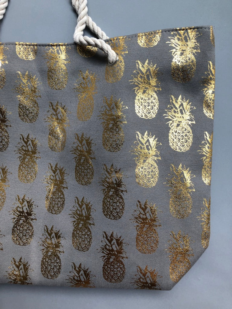 Gold Grey Pineapple Tote