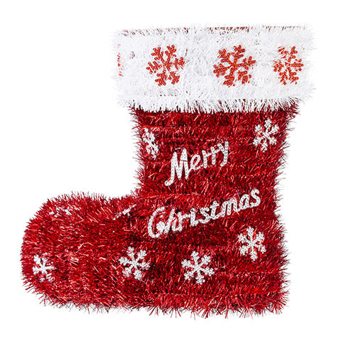 Tinsel Stocking, 10 x 10"