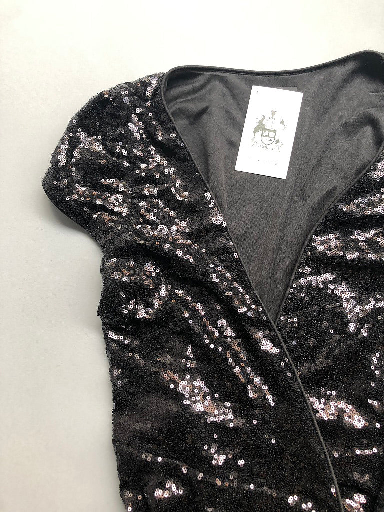 Midnight Sequin Wrap Dress