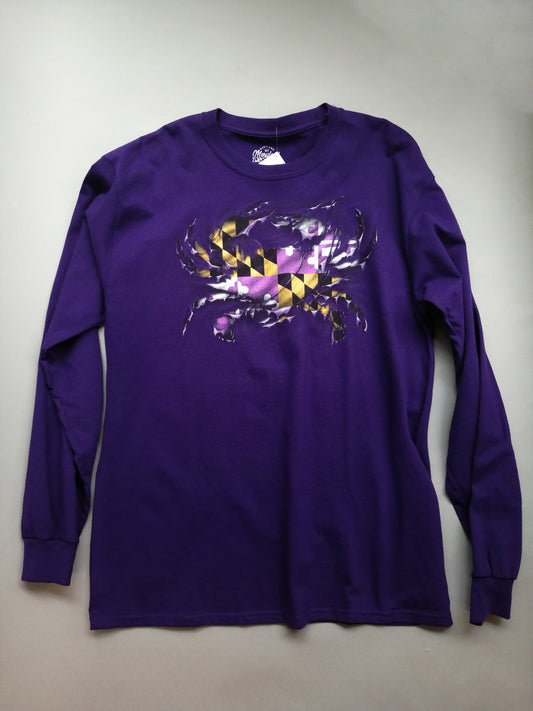 MD Purple Flag Crab Ladies Long-Sleeve T-Shirt
