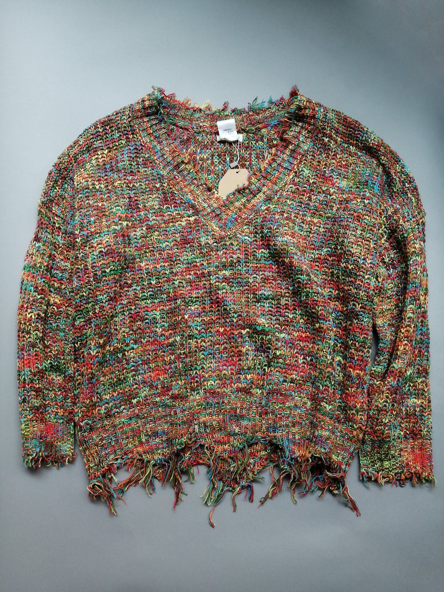 Rainbow Distressed Sweater