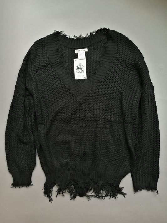 Black Distressed Sweater