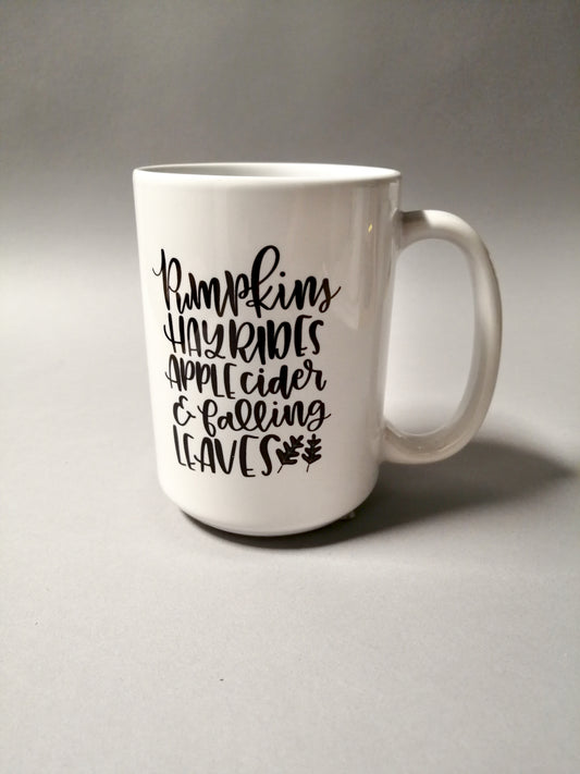 Pumpkins & Hay Rides Autumn Fall Mug 15oz