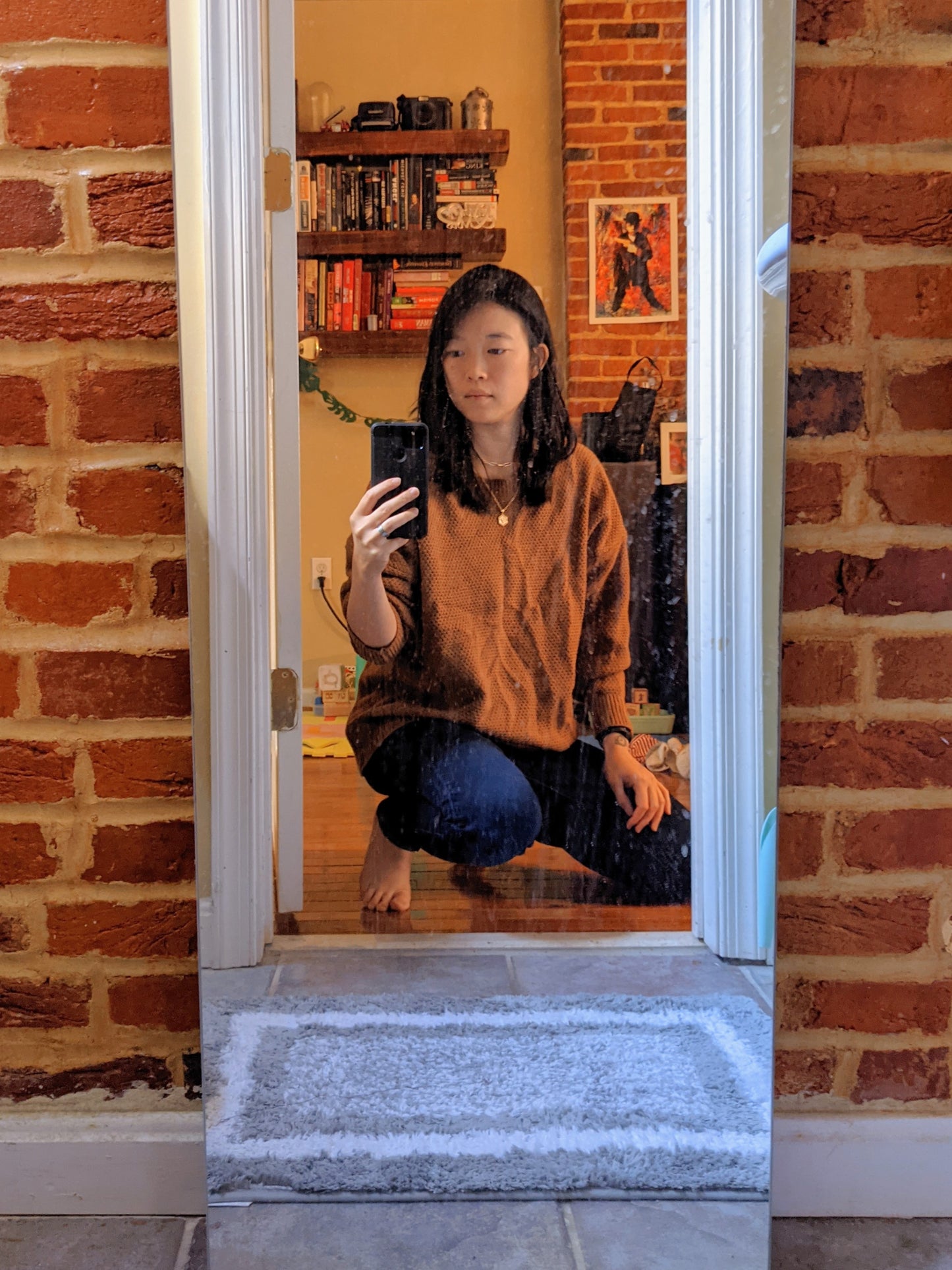 Gia Crew Neck Cable Sweater Brick