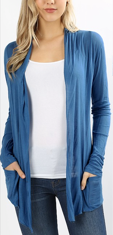Blue Wrap Cardigan Sweater