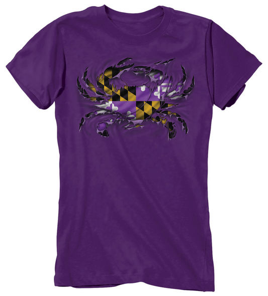 MD Purple Ripped Crab Ladies T-Shirt