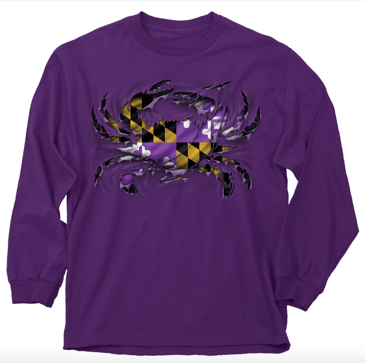 MD Purple Flag Crab Ladies Long-Sleeve T-Shirt