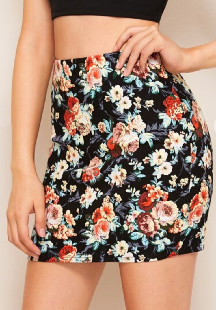 Floral Bodycon Skirt