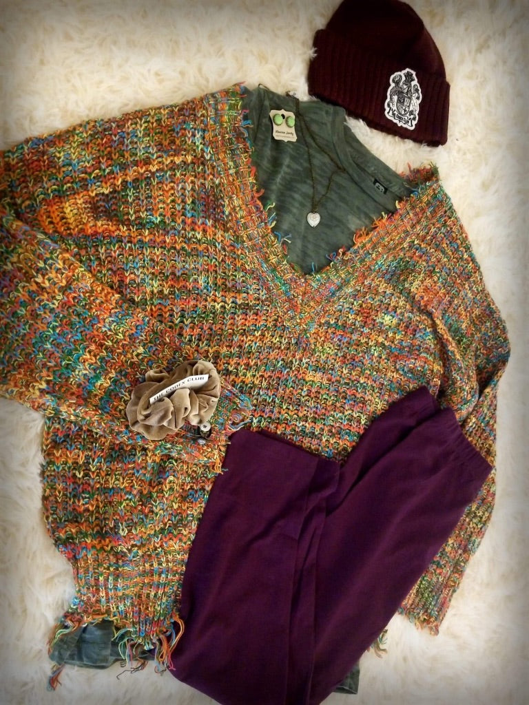 Rainbow Distressed Sweater