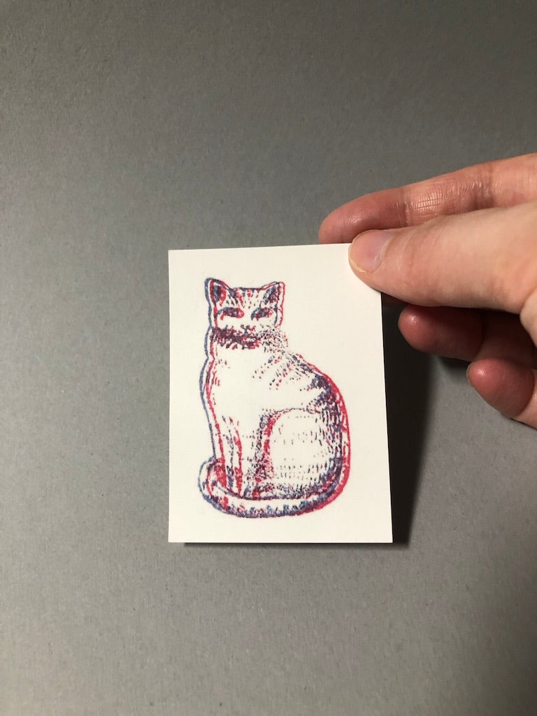 3D Red & Blue Cat Sticker