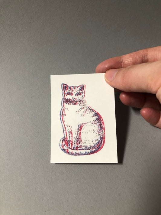 3D Red & Blue Cat Sticker