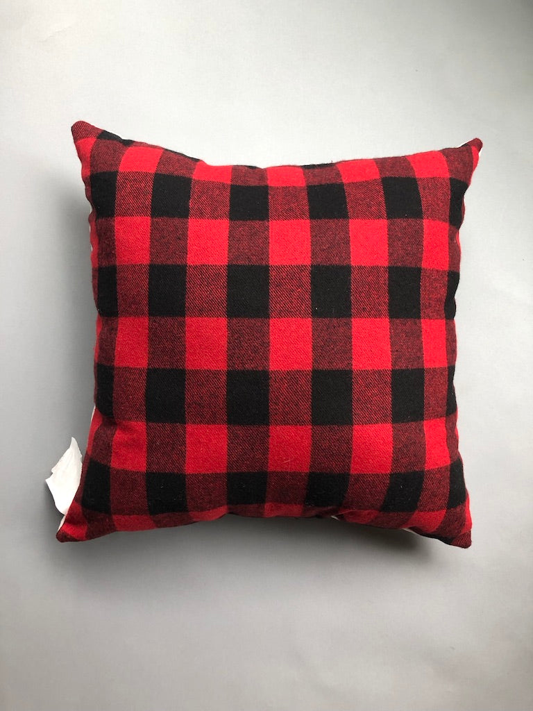 Red Tartan Plaid Deer Pillow