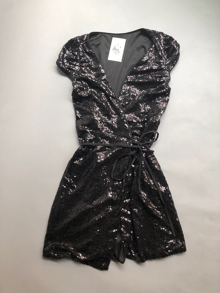 Midnight Sequin Wrap Dress