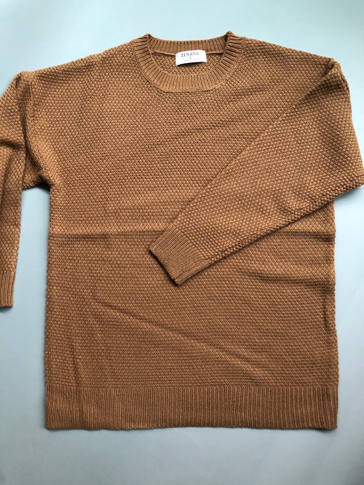 Gia Crew Neck Cable Sweater Brick