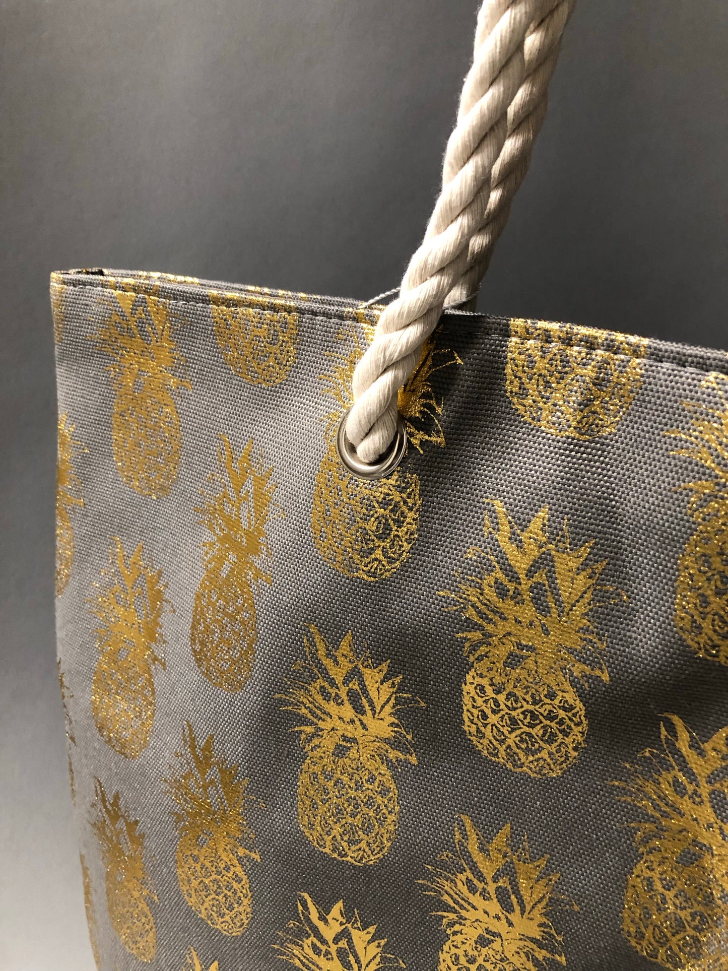 Gold Grey Pineapple Tote