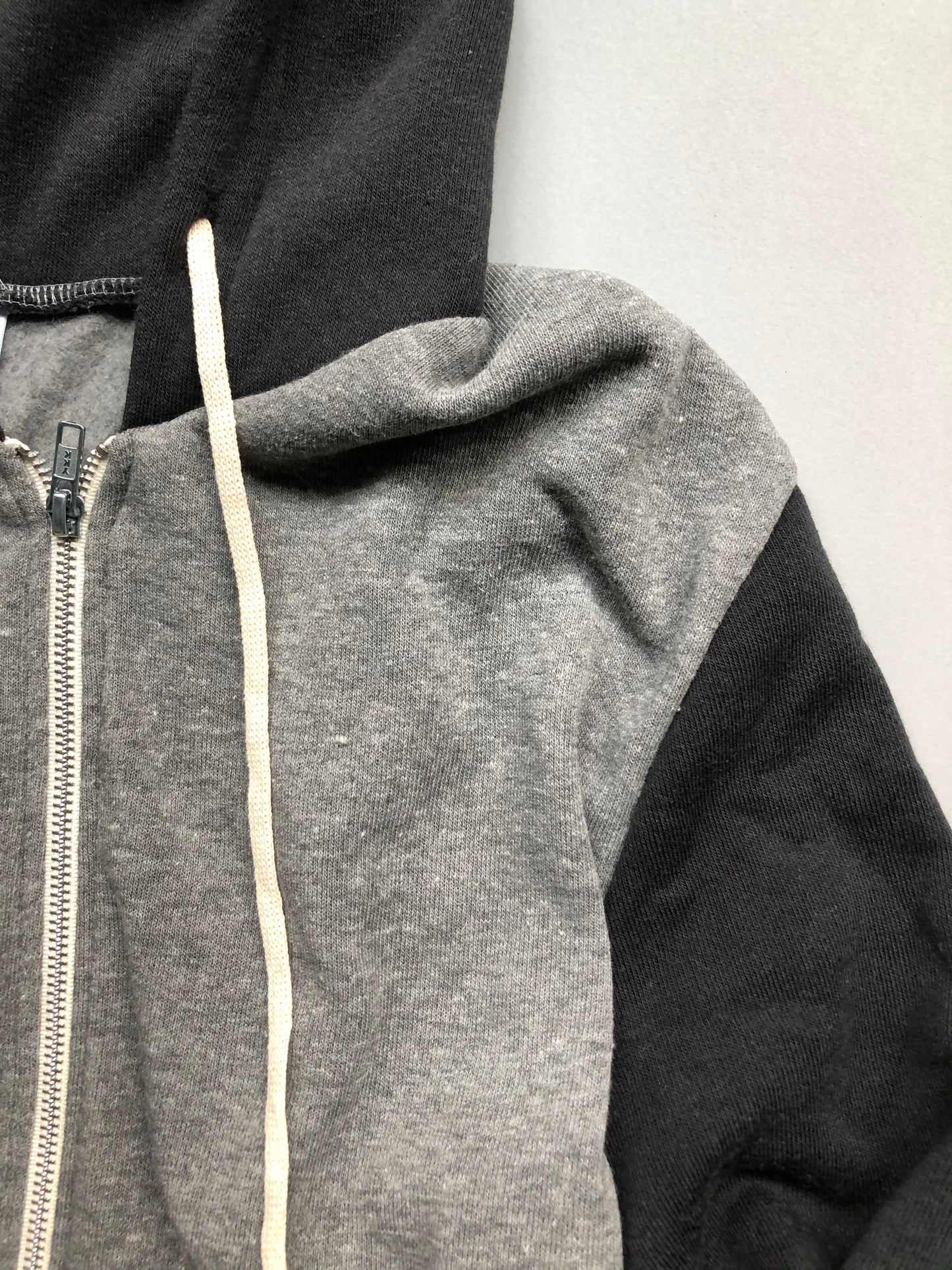 Black and White Textured Zip-Up Hoodie