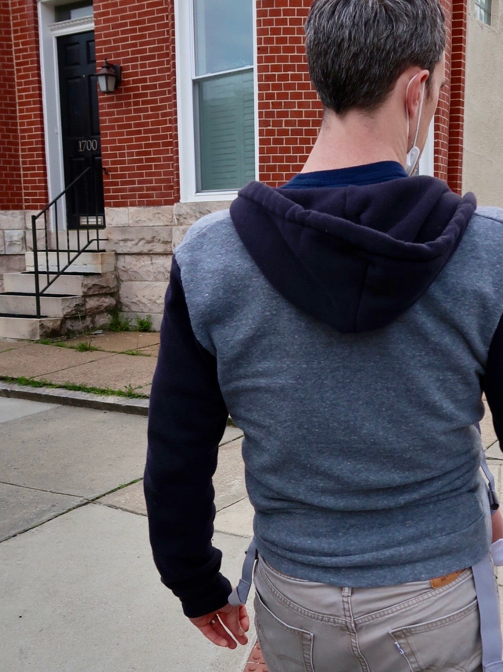 Black and White Textured Zip-Up Hoodie