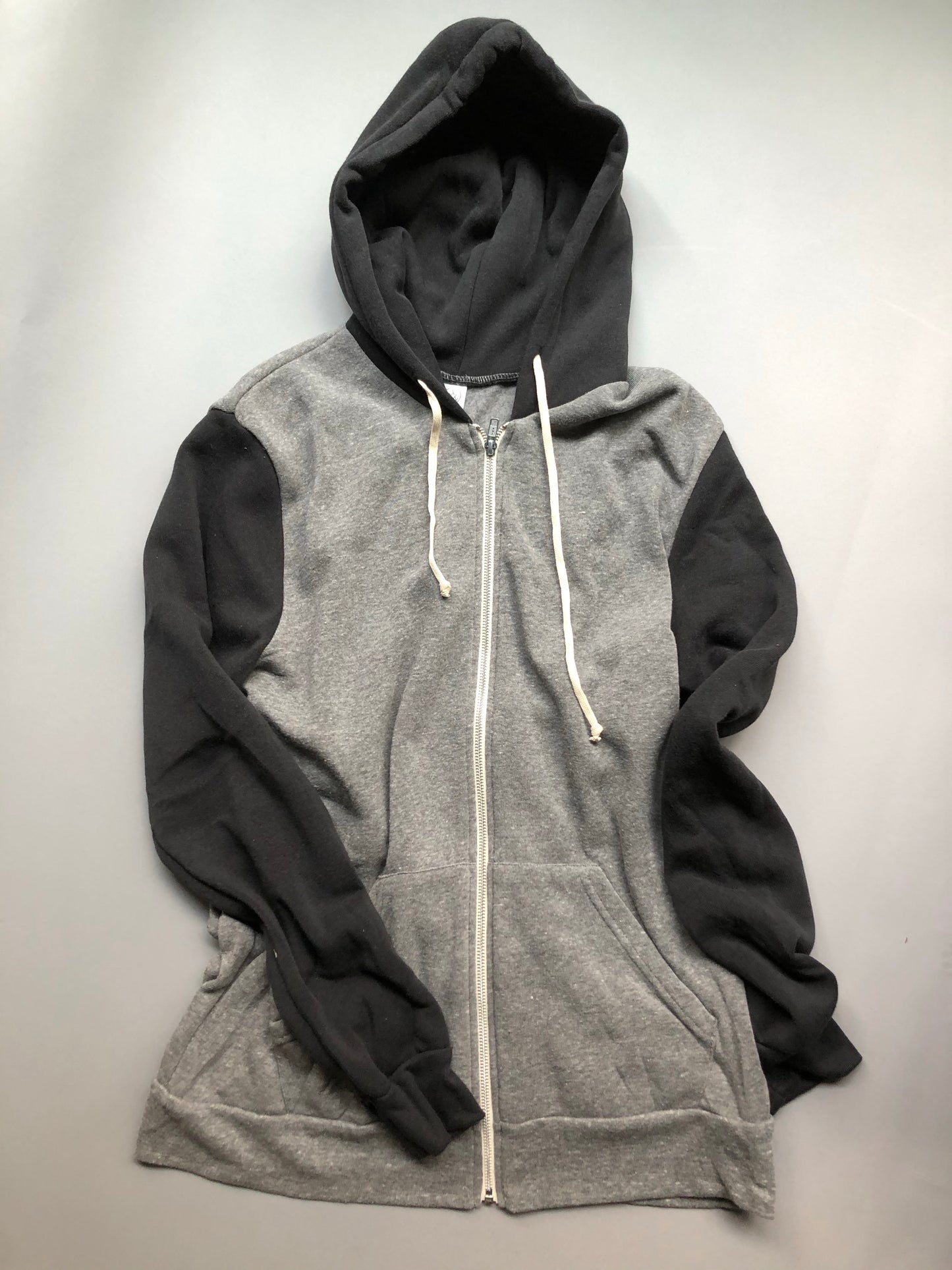 Black and White Textured Zip-Up Hoodie