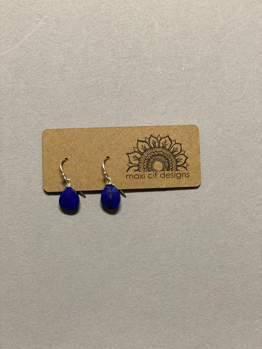 Almond Amethyst Lapis Earrings