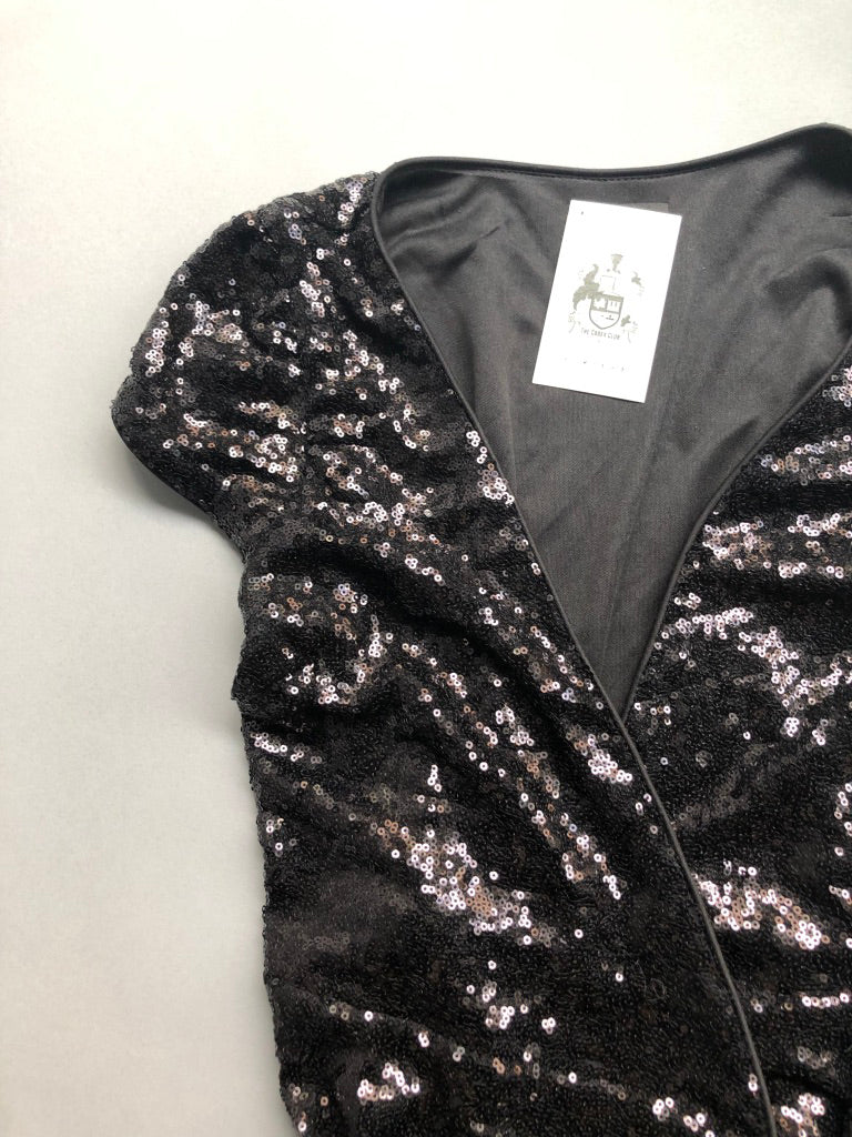 Midnight Sequin Wrap Dress