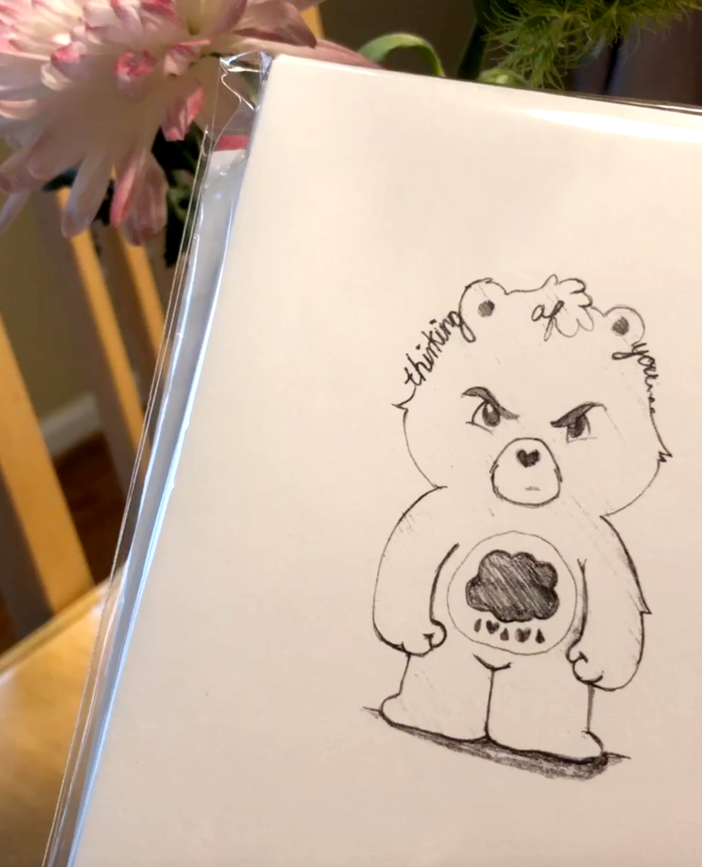 'Thinking of You' Grumpy Bear Greeting Card - thecodexclub