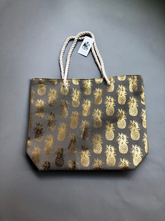 Gold Grey Pineapple Tote